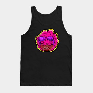 Fluffy Pink Cartoon Head Illustration Tank Top